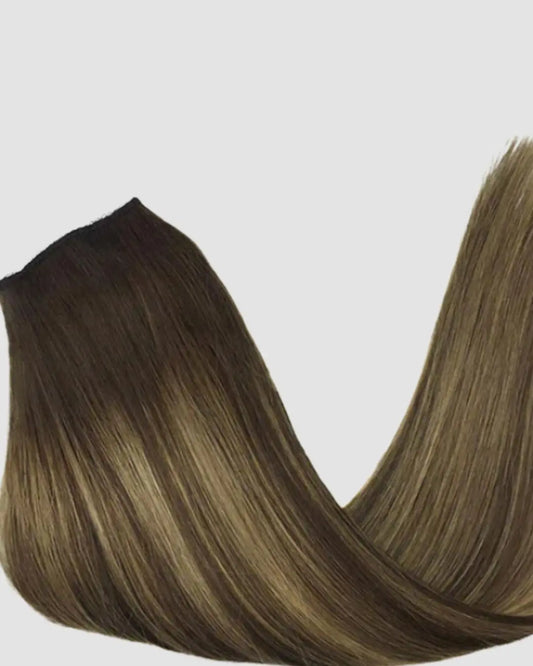 Halo Extensions – Djup Brun Balayage med Karamell,#4/27/4