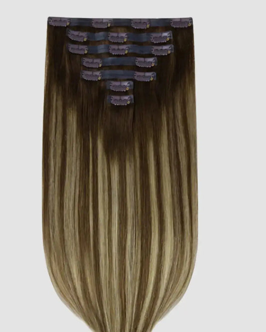 PU Clip-in 4/26/4 – Brun till Blond Balayage