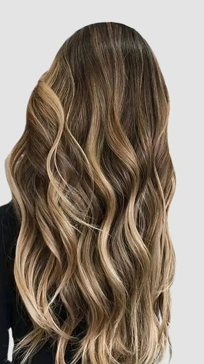 Halo Extensions  – Djup Brun Balayage med Karamell,#4/27/4