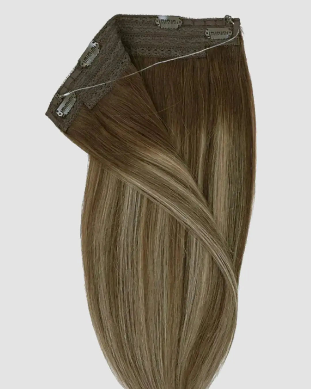 Halo Extensions  – Djup Brun Balayage med Varma Blonda Skiftningar, #4/26/4