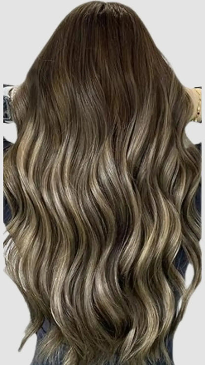 Invisible clip-in 4/26/4 – Brun till Blond Balayage Bsextensions